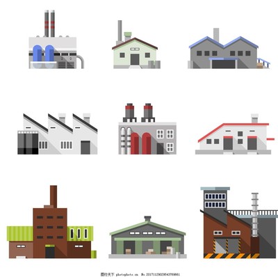 矢量工厂建筑 现代工业建筑的设计与革新